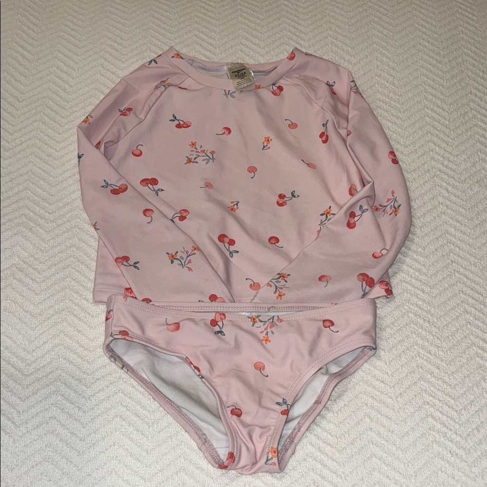 OshKosh B'gosh Pink and Red Kids Swim Rashguard Set